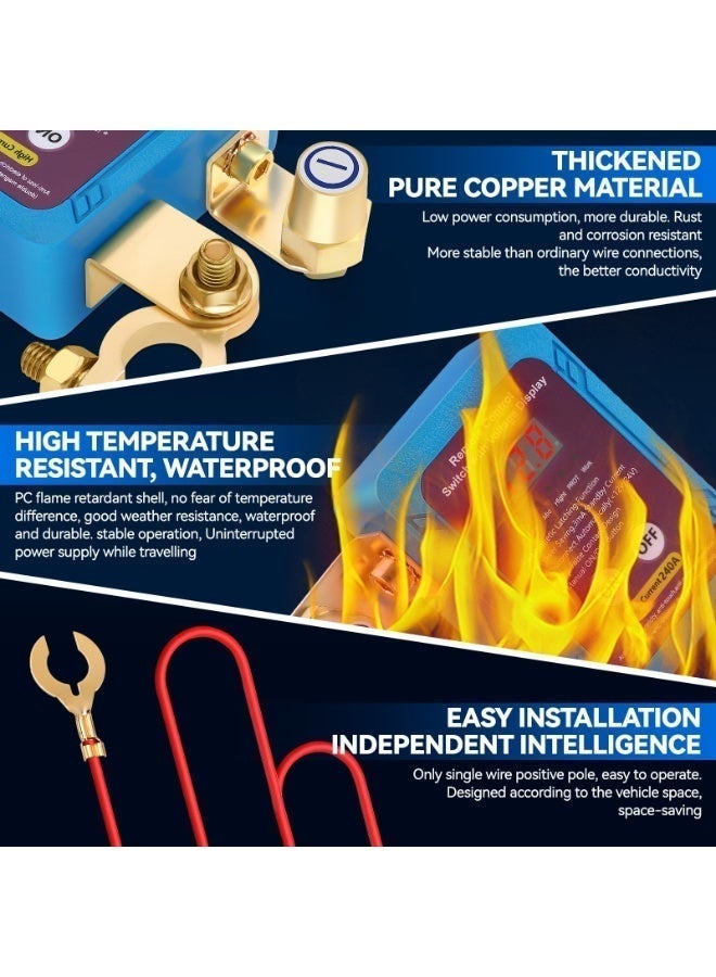 Remote Battery Disconnect Switch 240A 12V Kill Switch for car with LED Voltage Display Automatic Disconnect car Kill Switch for Cars, Trucks, RVs and Boats - Image 5